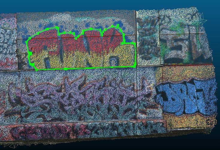 Image of Mesh with digitized Points of outline of one graffito